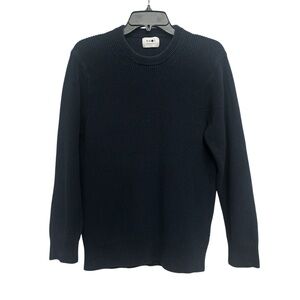 NN07 No Nationality Knut Cotton Sweater Size Small Navy Ribbed Knit Pullover